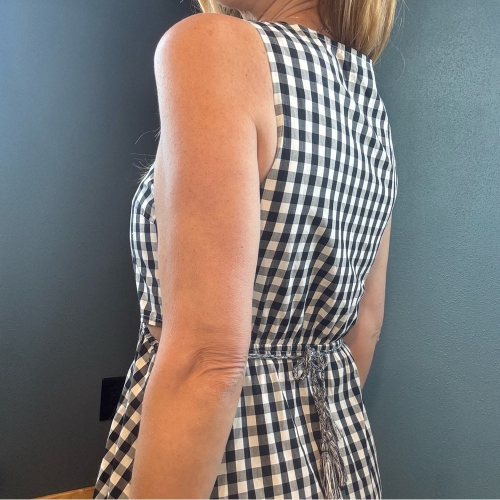 Black and White Gingham Side Cut Out Sleeveless Midi Dress size Small - Picture 2 of 11